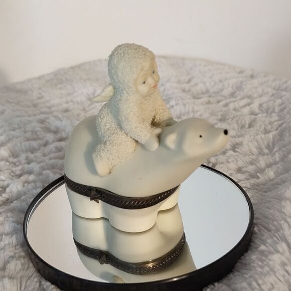 Department 56 Snowbabies "Polar Express" Porcelain Trinket Box - Picture 1 of 8